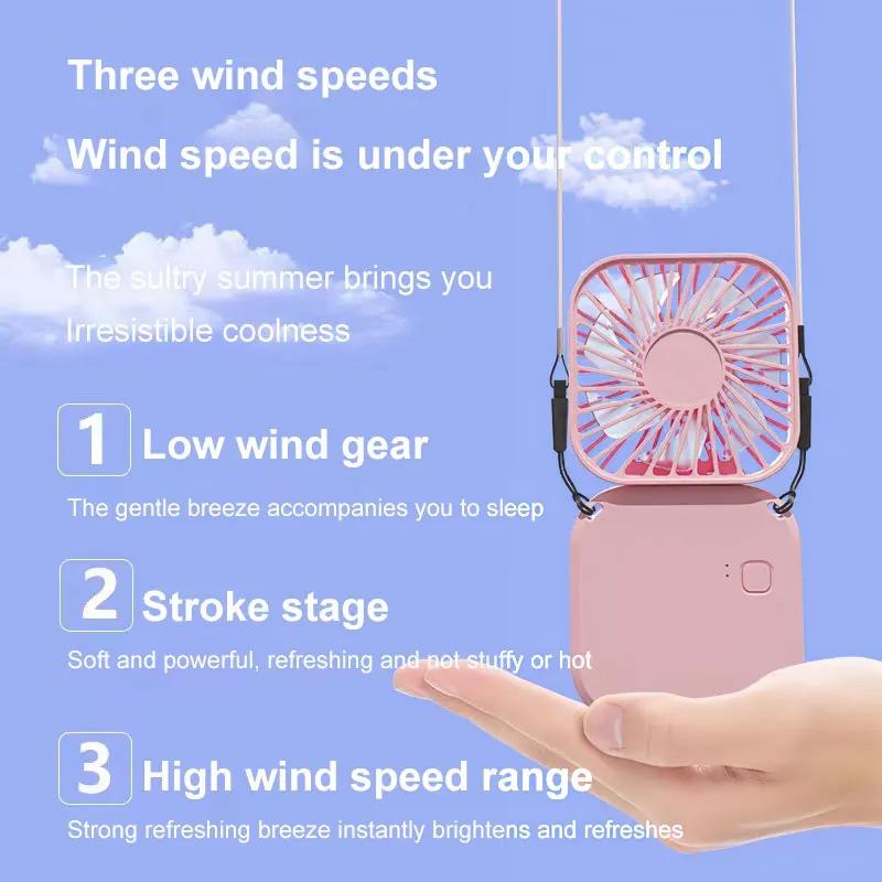 

Mini Handheld Fan Mute Foldable Fan Multi-functional Turbine Fan USB Rechargeable Portable Hanging Neck Fan Mini Table Fan розовый