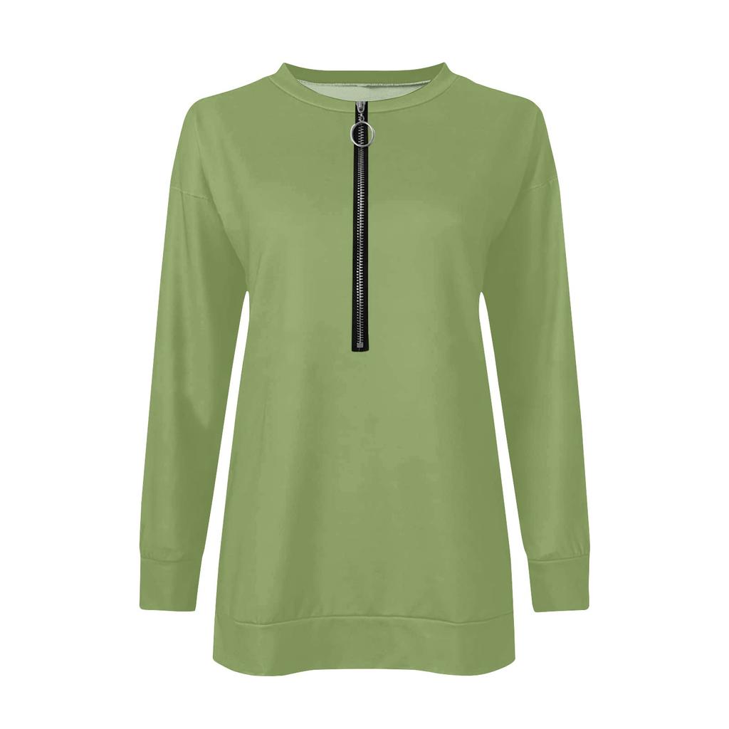 Women Casual Long Sleeve Basic Quarter Zipper Print Pullover Sweatshirts Casual Top Fall Clothes