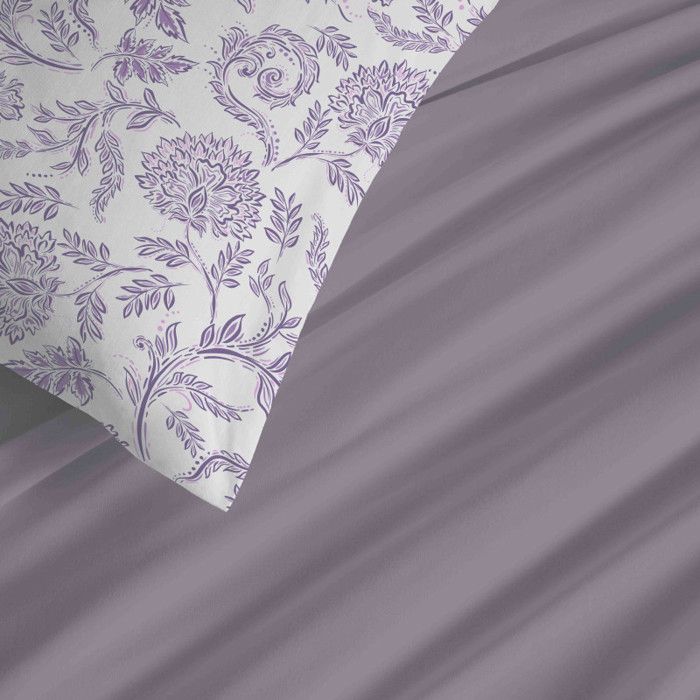 Complete Reversible Duvet Cover Set "Vanessa" 6 Pieces for 140 X 190 Bed Salma Lavender
