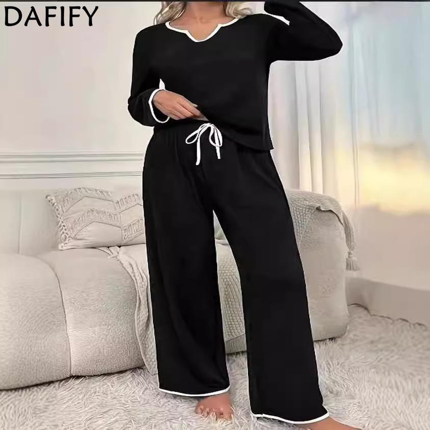 DAFIFY Dámská móda Ležérní Jaro Podzim Jednobarevný Potisk Dlouhý Rukáv Výstřih do V Kalhoty Obleky