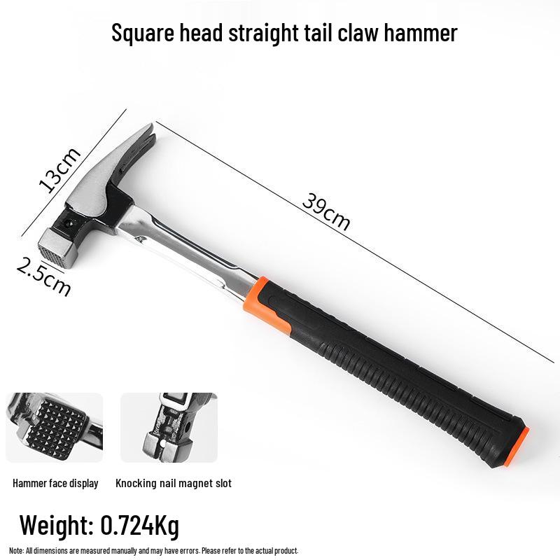 Carbon Steel Claw Hammer with Fiber, Wood & Rubber-Coated Iron Handles
