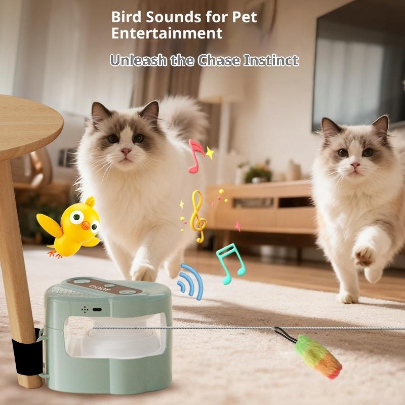 Running Cat Toy for Indoor Interactive Cat Toy Wheel Exerciser Cat Treadmill Remote Control Stimulation Hunting Bird Sound Toy