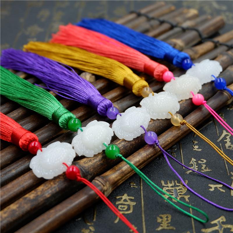 Lotus Beyaz Yeşim Saçaklı Kendin Yap Çin Düğümü Saçaklı Suizi Yeşim Kolye Fener Kolye Suizi Antika Bel Kolyesi