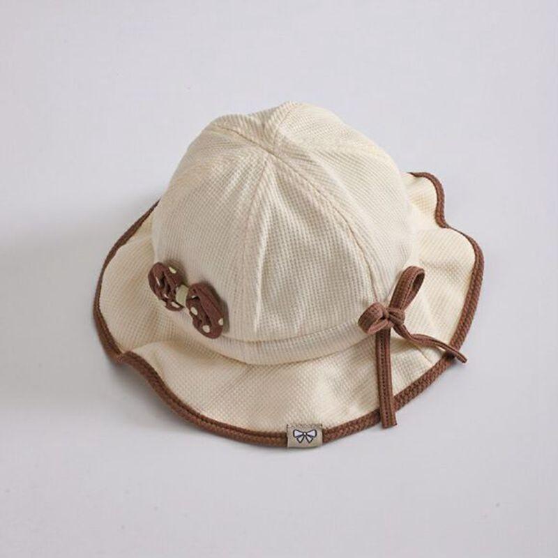 

Детская панама для девочек с оборками, шляпа рыбака, завязки-банты, детские панамы, защита от УФ-лучей для младенцев и малышей, шляпа-ведро бежевый