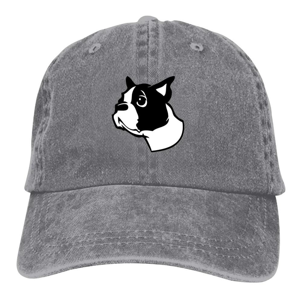 

Бостонский терьер Милая собачья бейсболка Винтажные регулируемые потертые шляпы Твил Простые ковбойские шляпы Джинсовая папина шляпа Adjustable