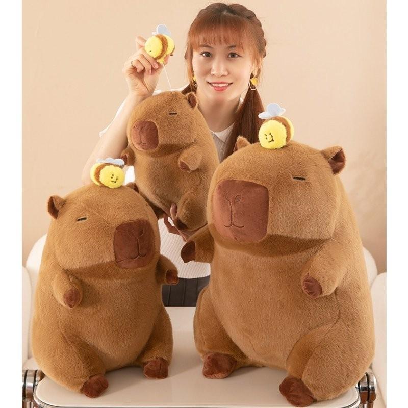 Adorable Stretchable Capybara Plush Toy With Cute Bee Design Perfect For Kids Gift