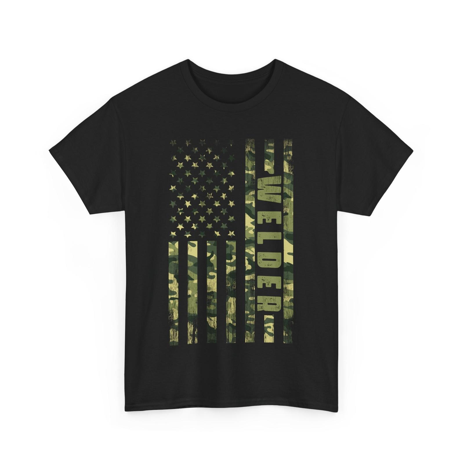 Welding T-shirt, Camo American Flag Welder Camouflaged Men T-shirt XXXXL