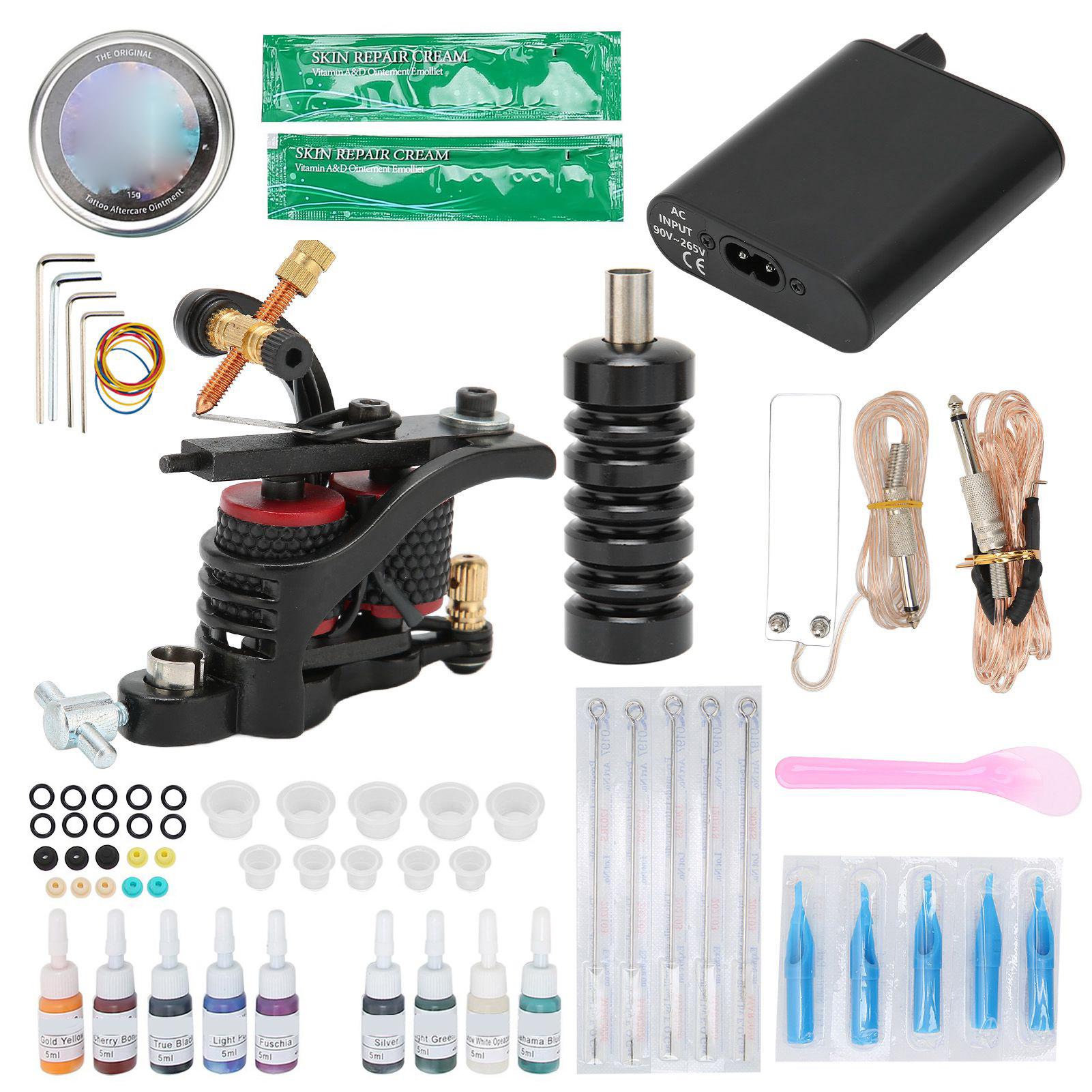 

10 катушек для татуировки, набор, мини-блок питания для татуировки, клип-шнур для татуировки, полная тату-машинка EU Plug
