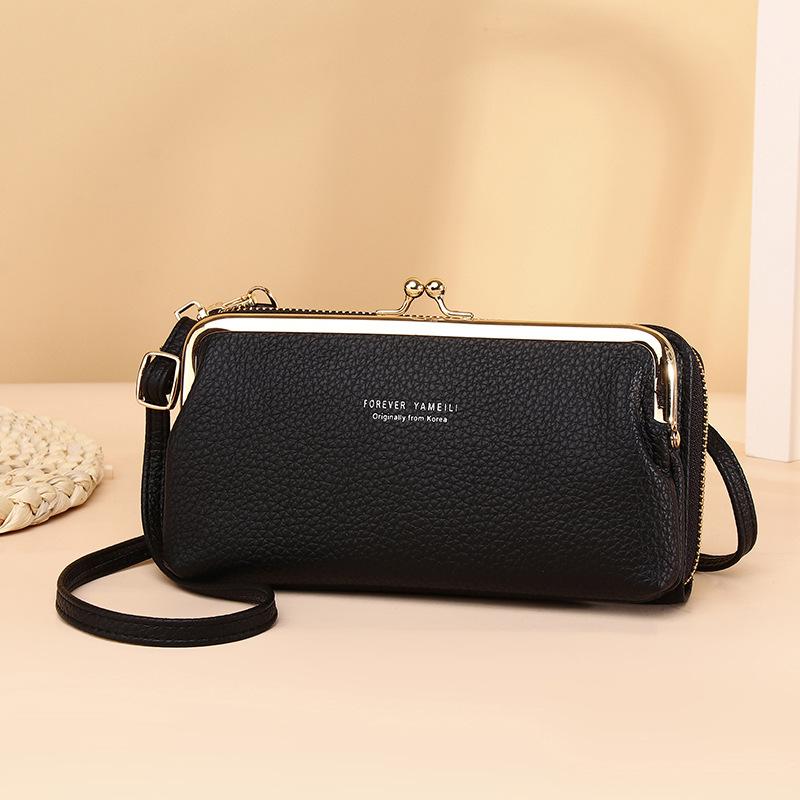 Multi-functional PU Leather Crossbody Bags Simple Lightweight Large Capacity Shoulder Bags Casual Small Mobile Phone Hand Bags