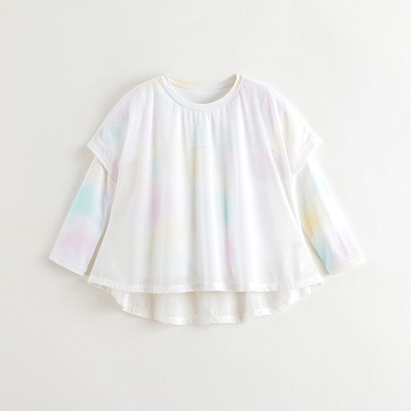 [Cool Sunscreen T-Shirt] Mark Jenny Girls  Fake Two-Piece Sports Long-Sleeve T-Shirt Top Summer New Style 550313 Color 160