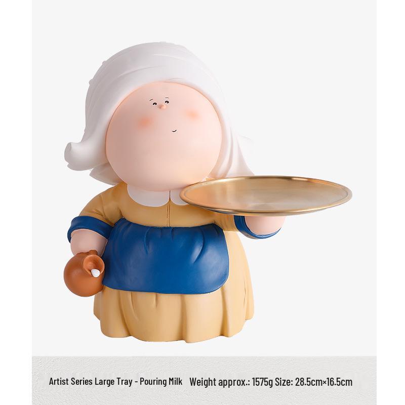 Decorative Foyer Key Tray with Pearl Earring Girl Design - Creative Living Room Ornament