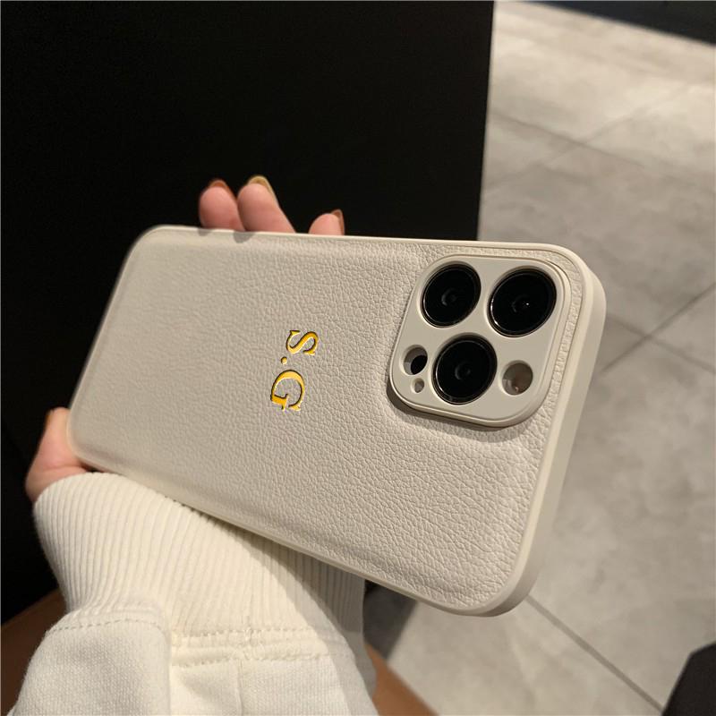 Personalisierte Handyhülle für iPhone 17 16 15 14 13 12 11 Pro Max Plus 17 Air Initialen Name Luxus Lederhülle Geschenke