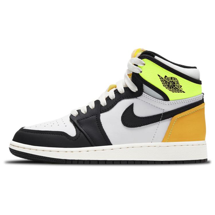 New Jordan 1 Retro High White Black Volt University Gold GS 575441-118