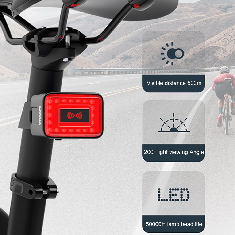 LED Bicycle Intelligent Radar Tail Light Waterproof Cycling Safety Rear Light High Brightness Bicycle Taillight Bike Accessories China Mainland