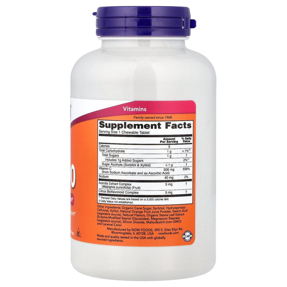 NOW Foods Chewable C-500 Orange Juice Flavor 100 Tablets