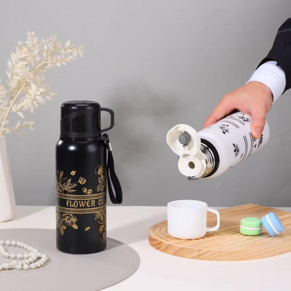 316 Stainless Steel Gardenia Thermos - Stylish Large-Capacity Tea Infuser for Students