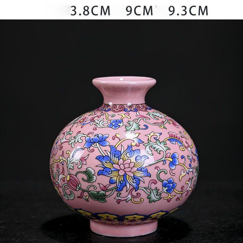Enamel Flower Vase Decoration New Chinese Retro TV Cabinet Decoration Ceramic Minimalist Chinese Flower Arrangement Vase ZF517