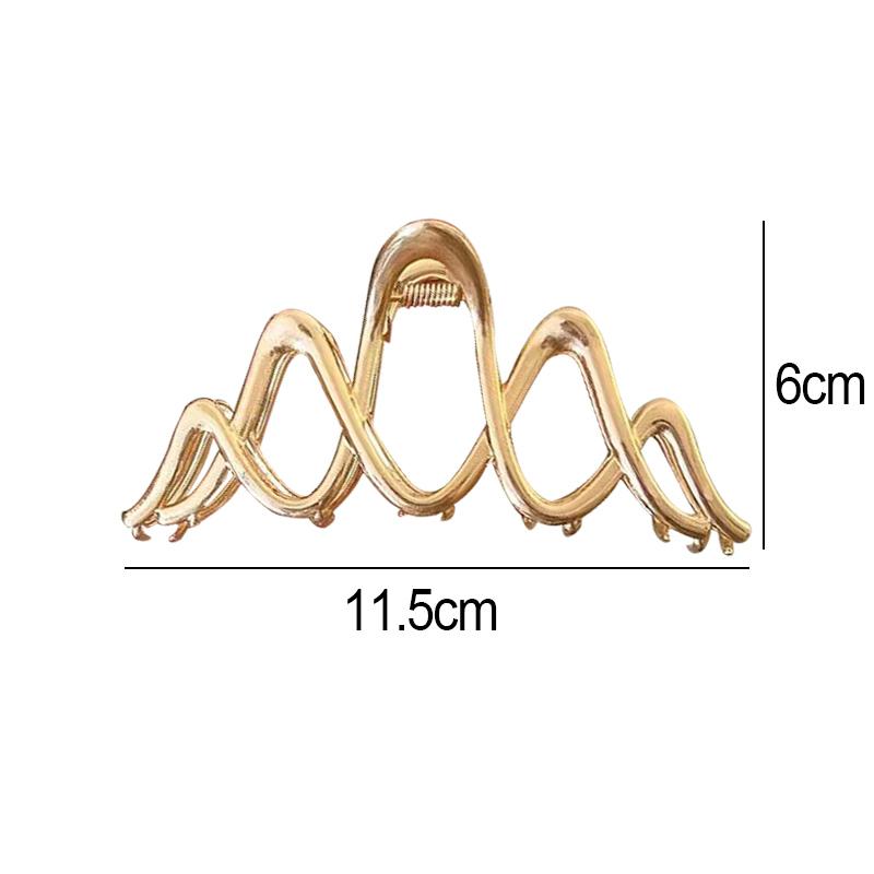Elegant Geometric Wave Gold Silver Color Hair Claw Clip for Women Metal Large Hair Crab Clamp Hairgrip Korean Hair Accessories Headwear