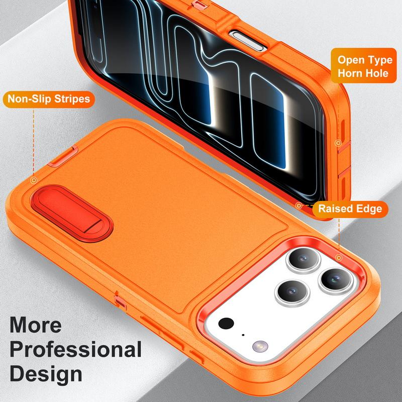 For iPhone 17 Pro Max Case Rugged Bumper Hybrid 3in1 Candy Color Shockproof Phone Stand Cover For iPhone 16 15 14 13 Pro Max 17e 16e