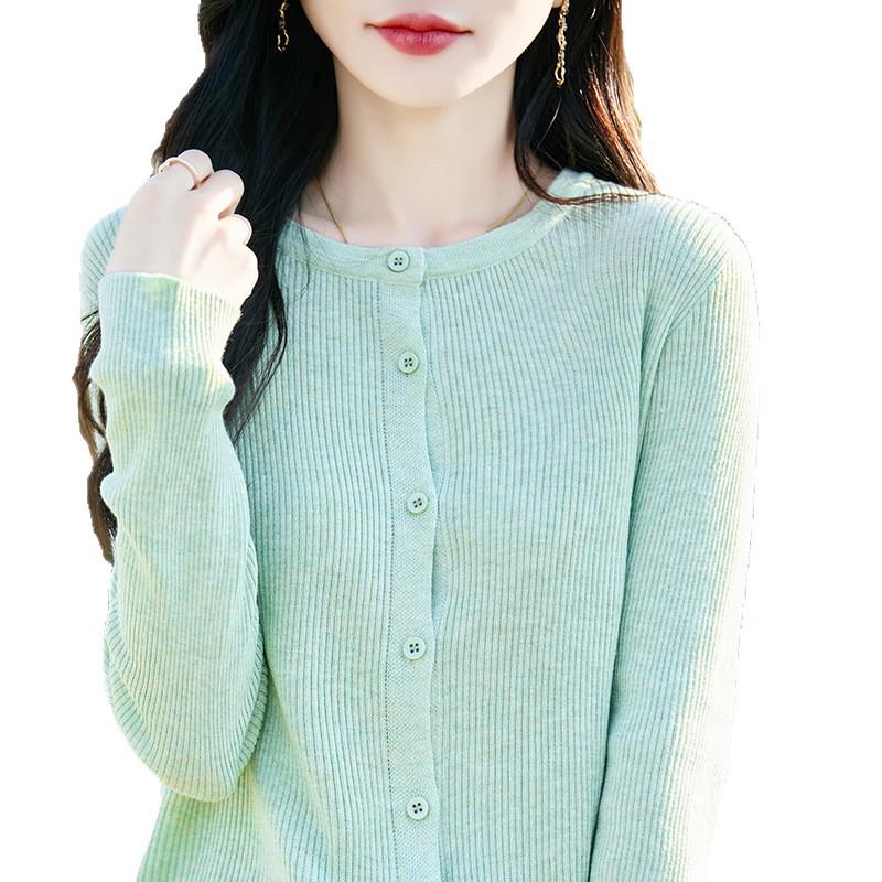Cardigan Lâche en Maille Style Coréen pour Femme Printemps/Été 2026 - Col Rond, Manches Longues, Veste Pull en Maille Fine
