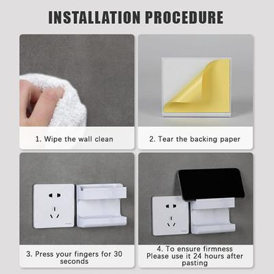 Remote Control Holder Adhesive Punch-Free Socket Holder Without Drilling Mobile Phone Charging Living Room Organizer Storage Box