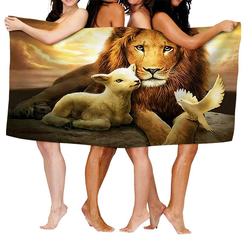 Home bath towels for the body towels bathroom quick drying microfiber beach towel Oil painting style man large sports towel