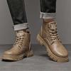 Martin Boots Men's Shoes Summer High-top British Style Men's Leather Shoes Black Locomotive Leather Boots Waterproof Tooling Boots Men's