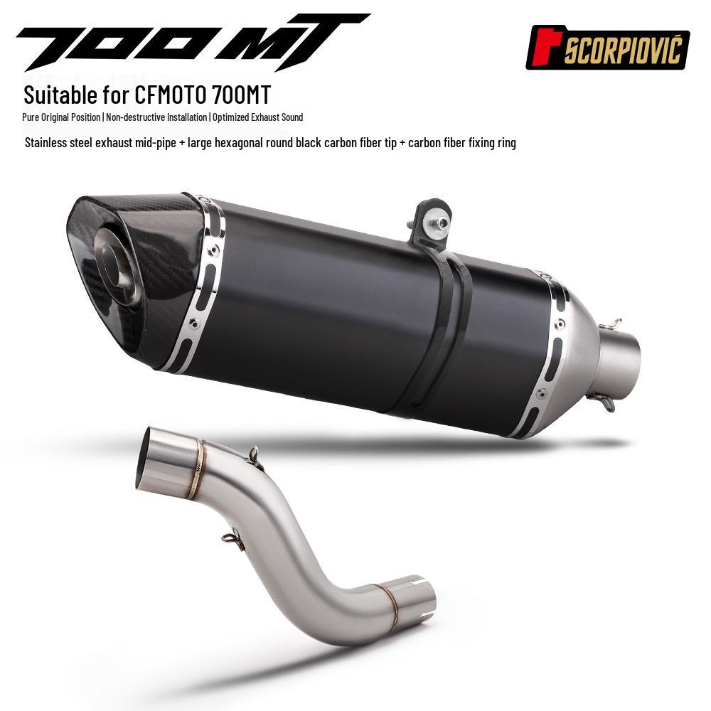CFMOTO 700MT Motorcycle Mid-pipe for SC-Project Street-legal Rear Section Modification.