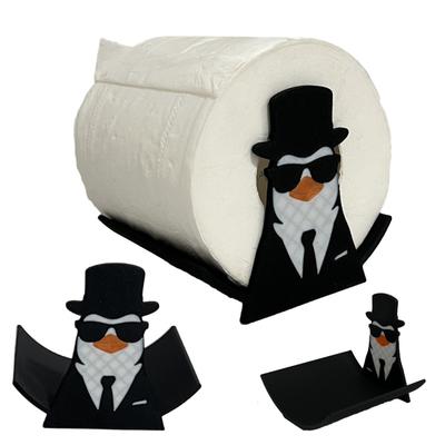 Penguin Toilet Roll Holder Funny Penguin Gentleman Toilet Paper Holder 3D Printed Freestanding Paper Towel Holder for Bathroom Kitchen Decor