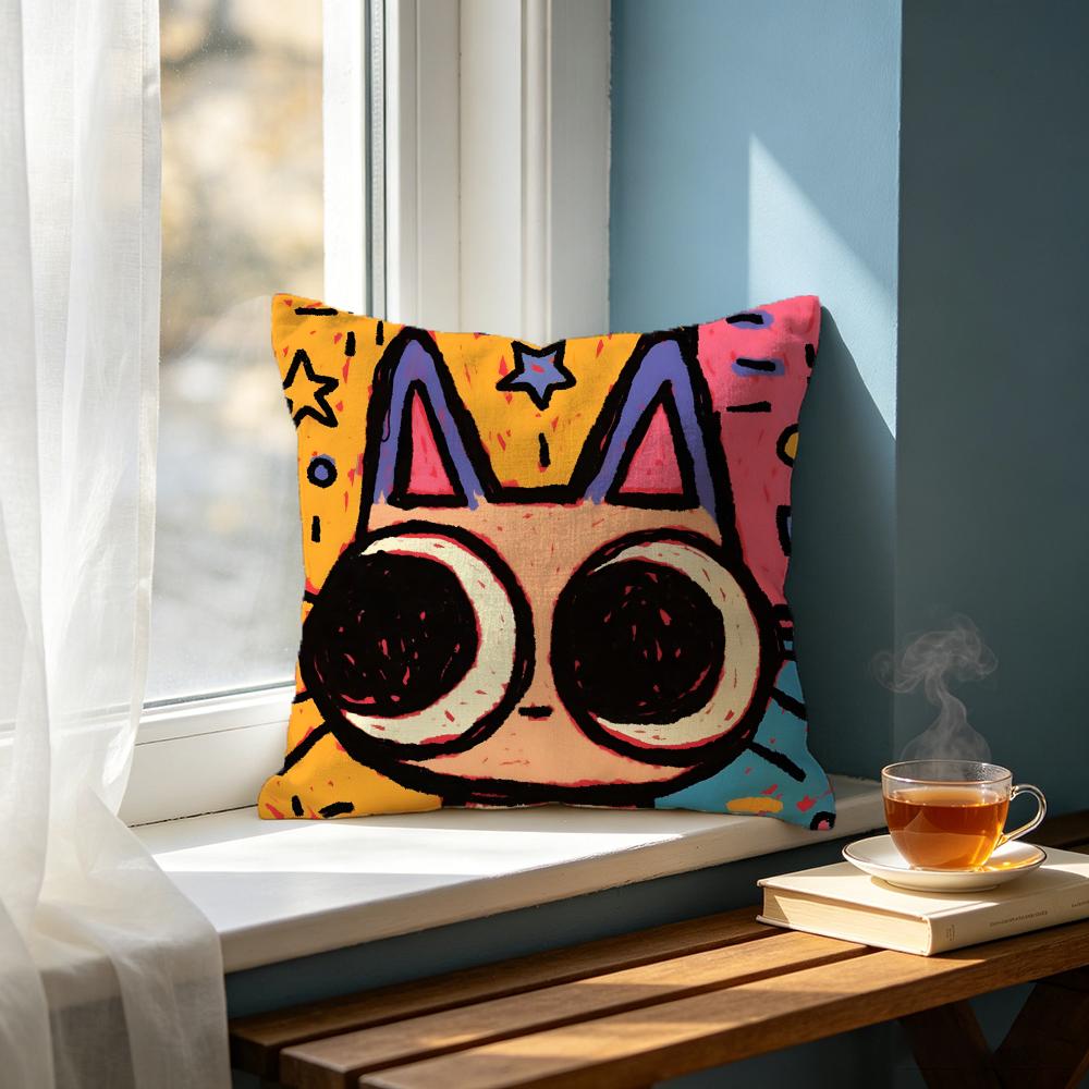 Cartoon MMulticolor Cat Cushion Cover Cushion Cover Set Pcs X X X Pillowcase Decorative Sofa Home Decor