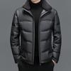 Men's Winter Thickened Short Down Jacket - Genuine Leather, Warm Lapel, Plus Size, 2024 Edition