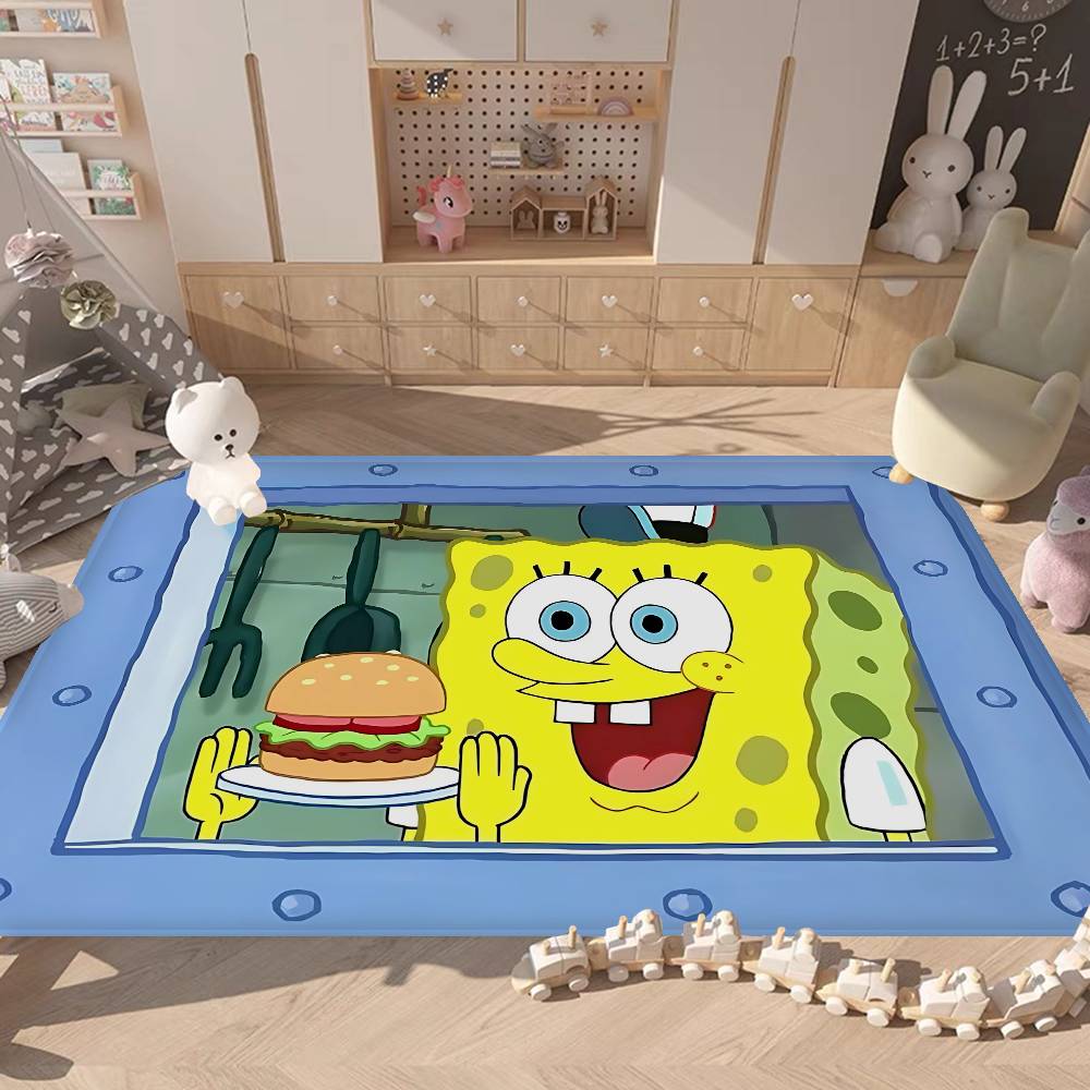 Cartoon S-Sponge-B-Bob Kitchen Mat Kids Room Bedroom Decoration Balcony Anti-Slip Doormat Living Room Alfombra
