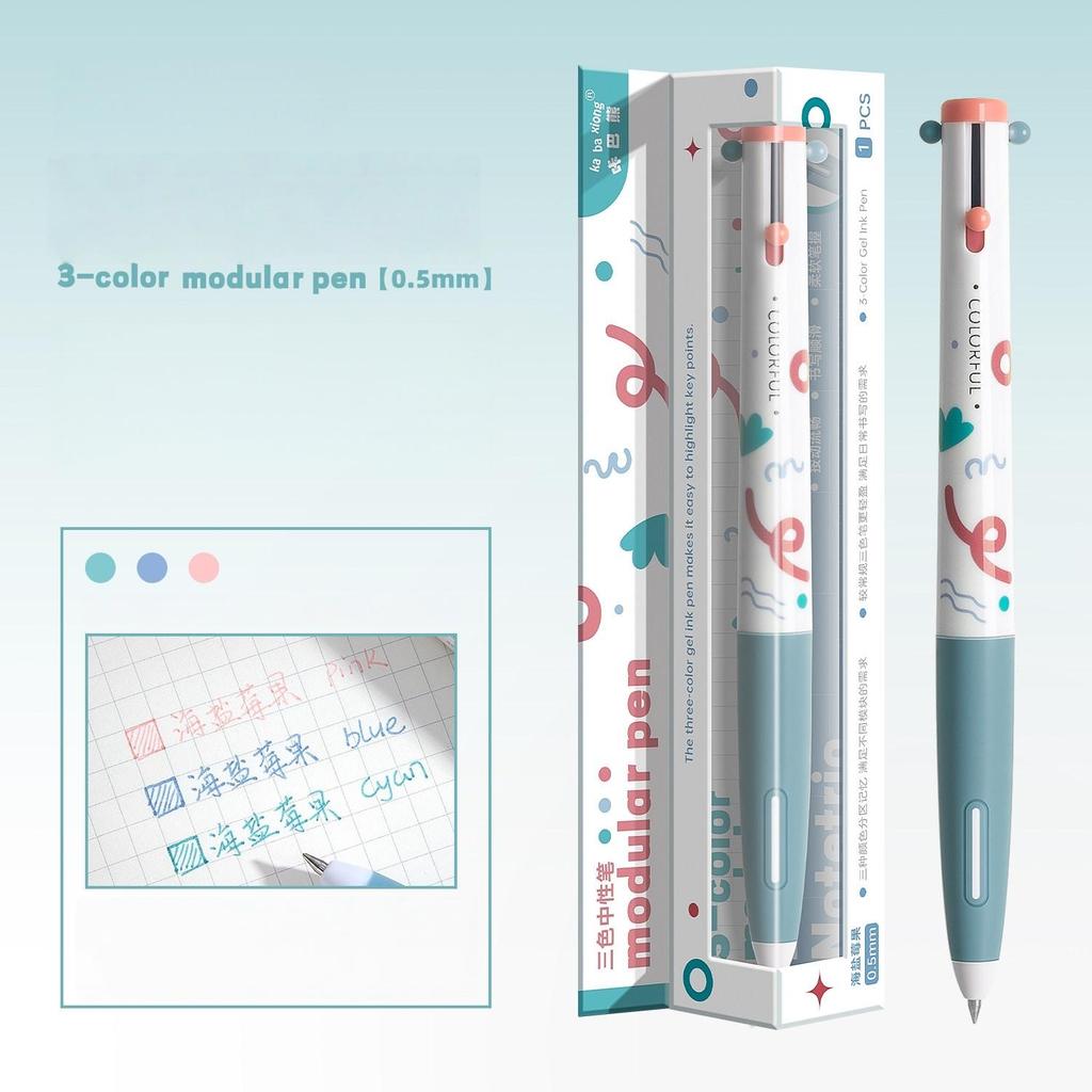 1 Stück Mehrfarbiger 3-in-1 Einziehbarer Gel-Tintenroller 0,5 mm Kugelschreiber Modulare Stifte Glattes Schreiben Multifunktion für Notizen Schreibwaren