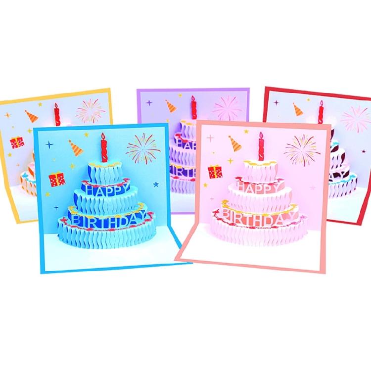 Artistic Popup Birthday Card 3D Cake Greeting Card Stylish Party Invitation Card for Birthdays and Festives Gatherings