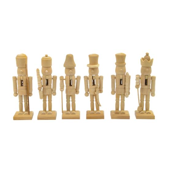 

6 шт. Неокрашенные заготовки щелкунчиков 12,5 см Деревянное DIY ремесло для раскрашивания Набор для изготовления рождественских украшений Принадлежности для художественного проекта для родителей и детей 12.5cm