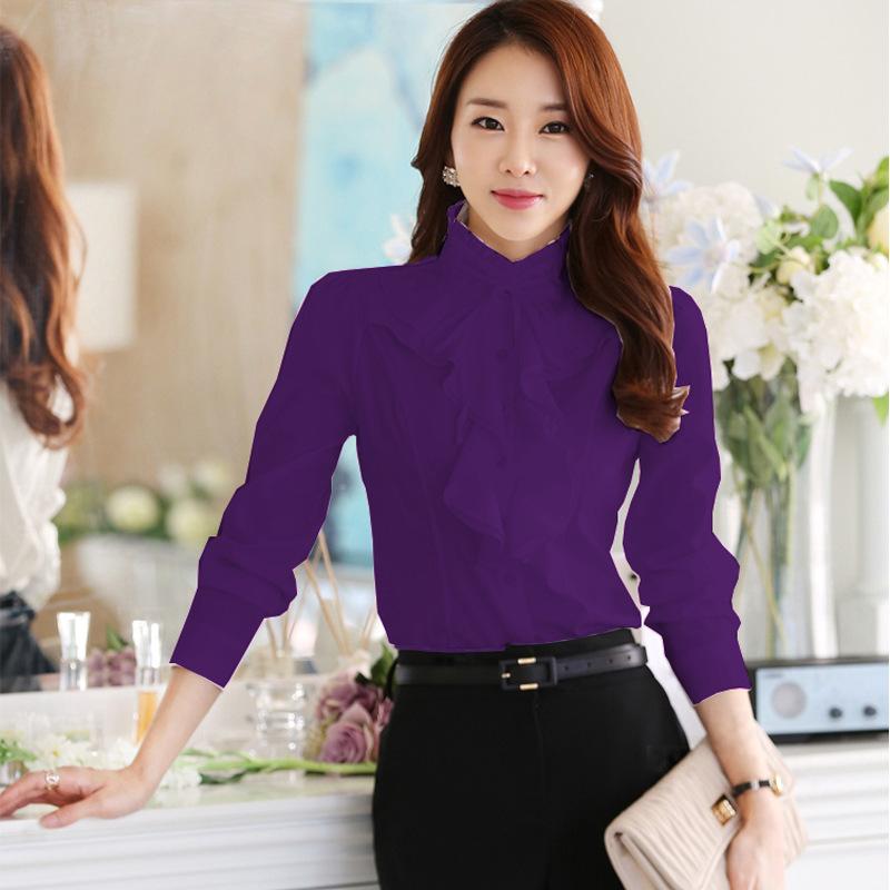 Women's Slim Long Sleeve Shirt Large Size Business Shirt