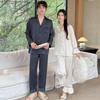 Couple Pajamas Women's Ice Silk Simulation Silk Long Sleeves Summer High-end Loungewear Spring and Autumn Thin Suit