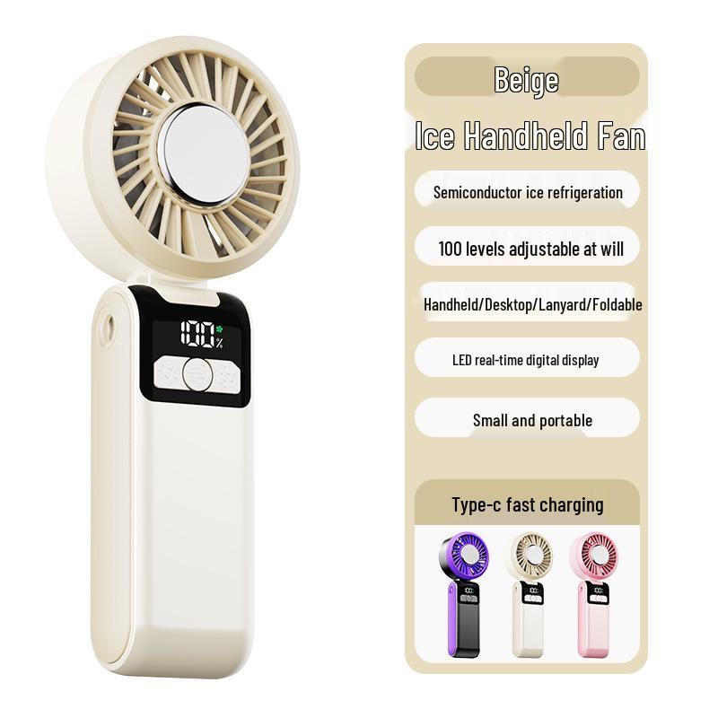 Upgraded Mini Portable Turbo Foldable Neck Fan with USB, Semiconductor Cooling & Digital Display