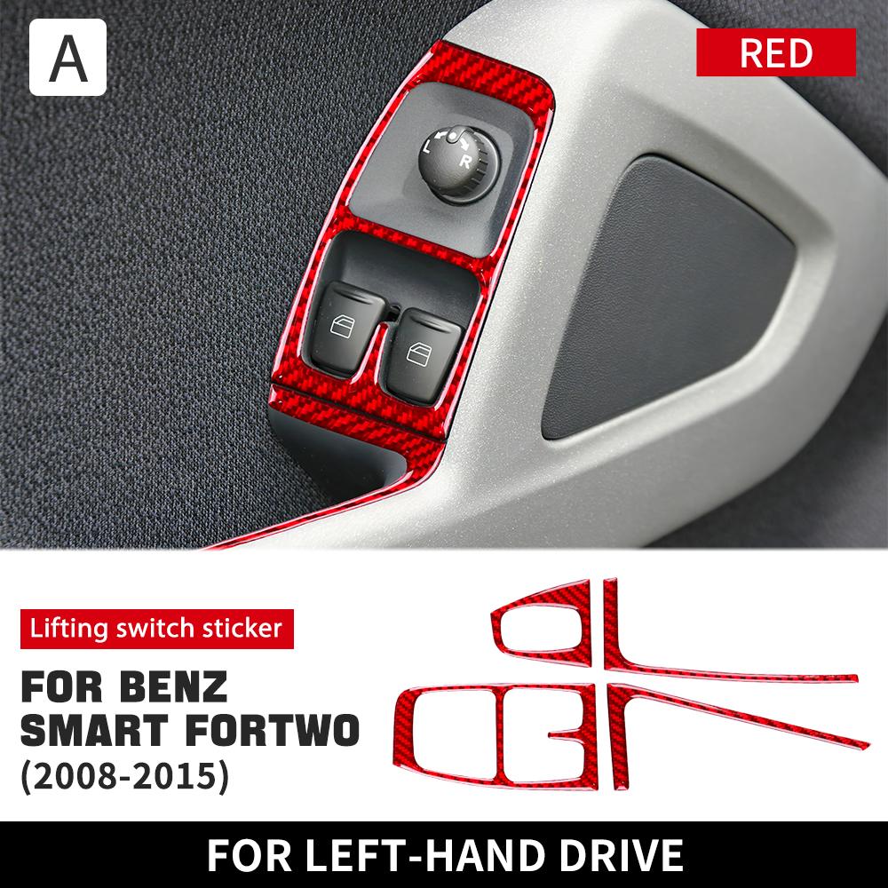 Real Soft Carbon Fiber for Mercedes Benz Smart 451 Fortwo 2008 2009-2014 2015 Car Door Window Lift Switch Button Panel Sticker