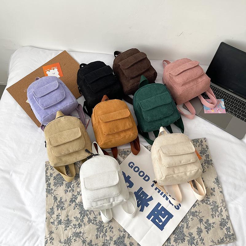 2023 Women's Korean Style Corduroy Backpack - Fashionable and Trendy