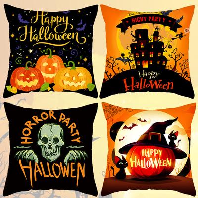 Halloween Dekokissen Kürbis Schloss Lustiger Kissenbezug Wohnzimmer Dekoration Sofakissen Bett Kopfkissen Kombination