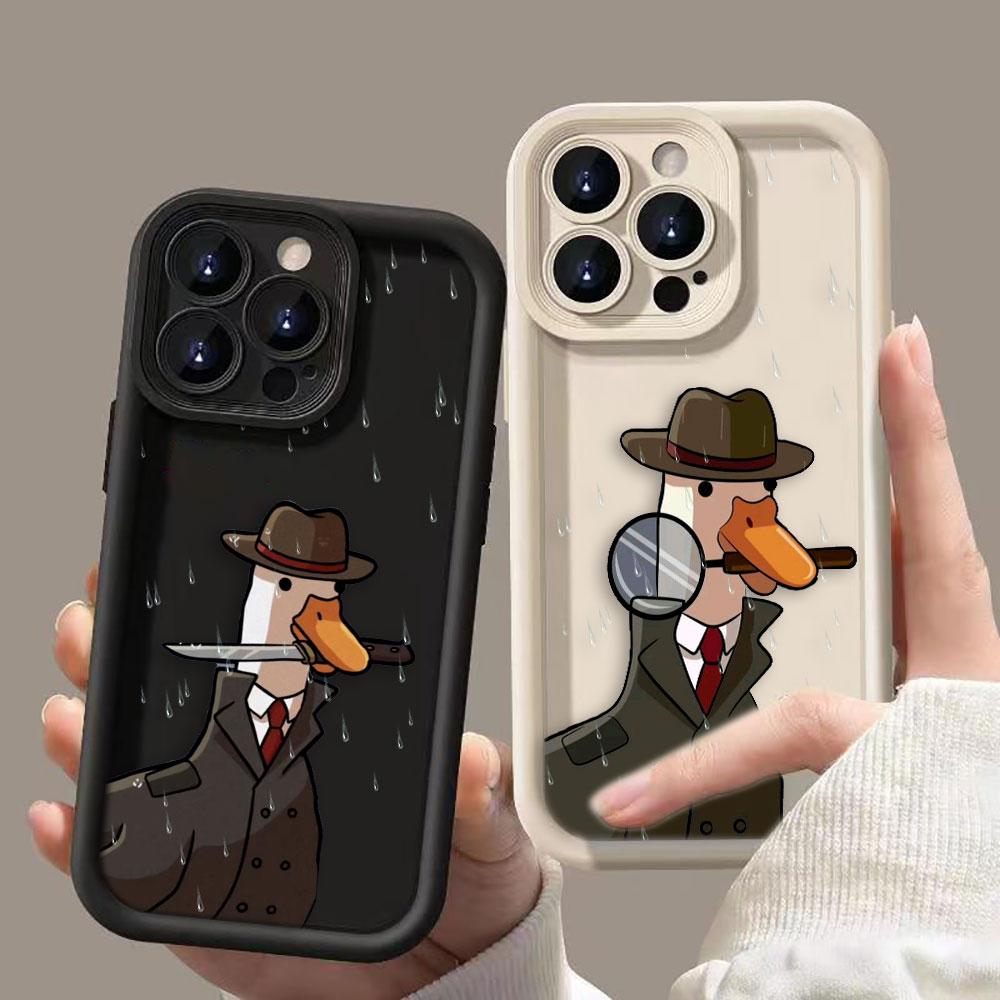 Cute Funny Duck Phone Case For iPhone Apple 17 AIR 16 16E 11 12 13 14 15 XR Plus Pro Max DIY Case TPU Shockproof Cover Capa