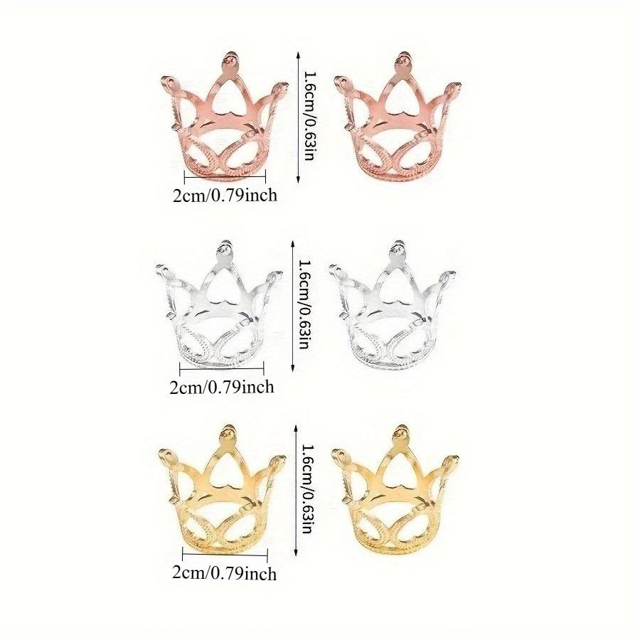 10pcs/Bag Hollow Mini Crown Gold/Silver Color Hole Beads For Rings Jewelry Making DIY Handmade Craft Accessories