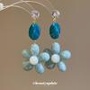 Spring and Summer Contrast Color Gradual Change Smudged Flower Stud Earrings Female Unique Beautiful Niche Earrings Gentle Sweet Small Fresh Earrings