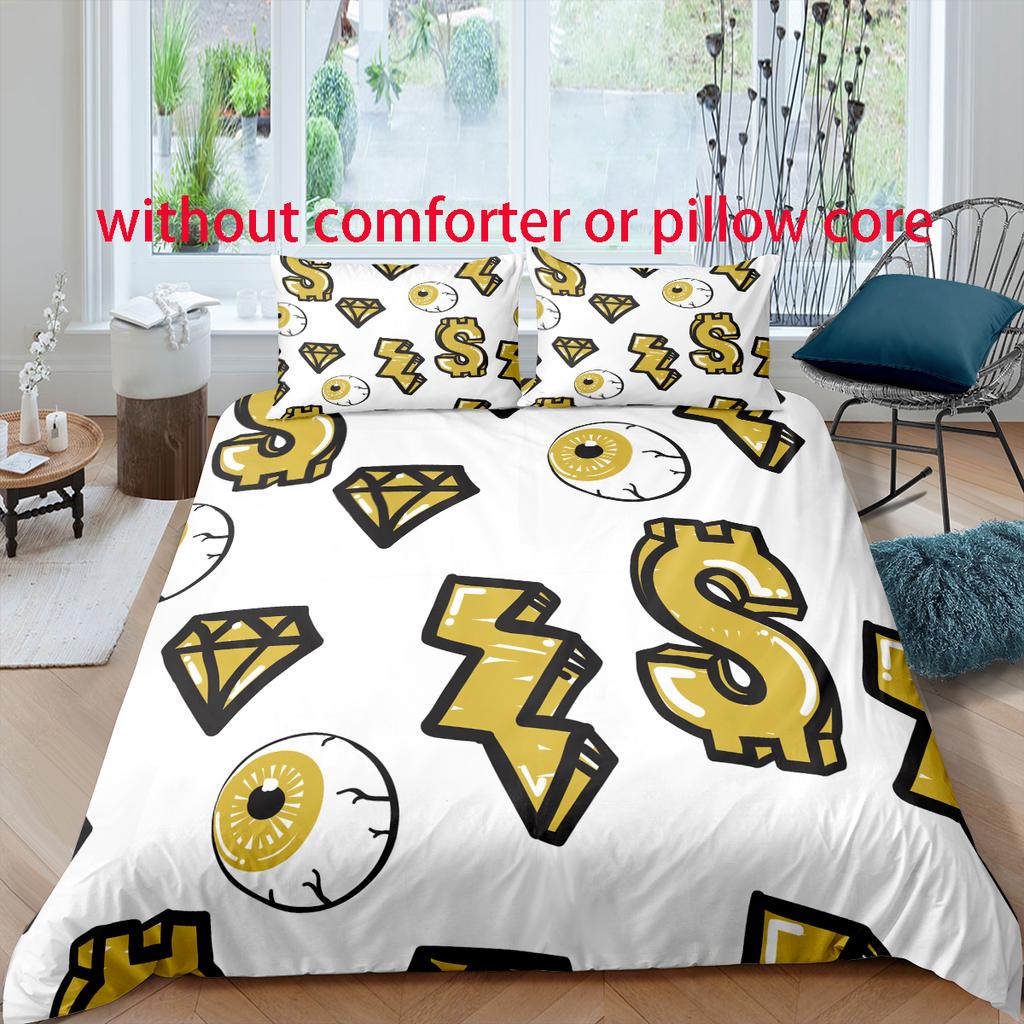 Dollar - Digital Printed Duvet Kit - Polyester - Bedroom Decor -1 Bed Cover +2 Pillowcase (no pillow core)