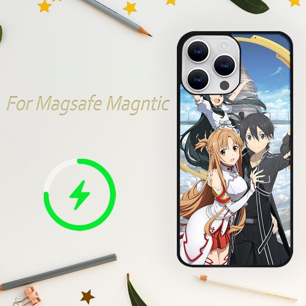 Bilibili Sword Art Online Anime Phone Case For iPhone 15 14 13 12 11 Plus Pro Max Magsafe Magnetic Wireless Charging