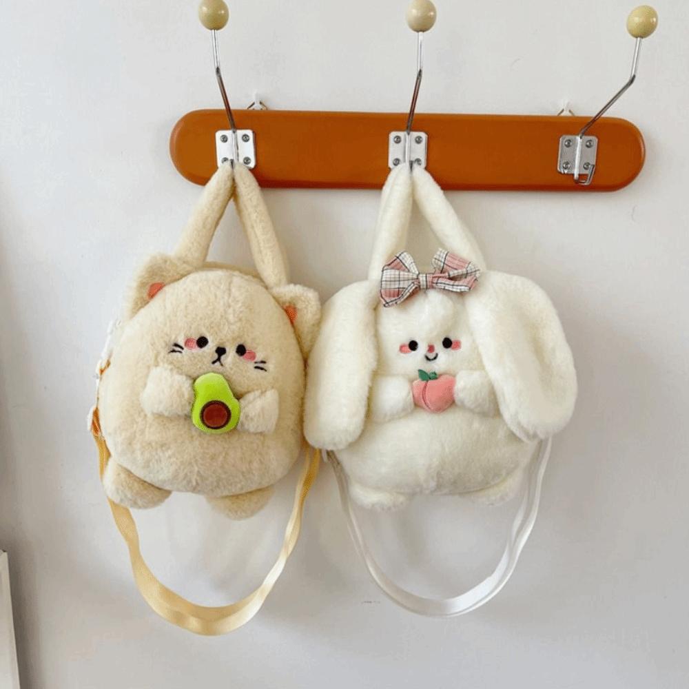 Fashion Cartoon Rabbit Shoulder Bag Soft Fluffy Large Capacity Crossbody Bag Lightweight Handbag Women Girl Accessories