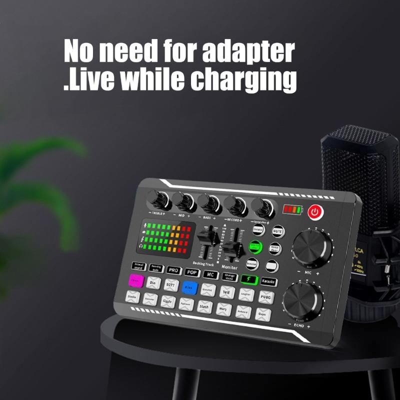 Professional F998 Sound Card & BM800 pickup Set with Wind Screen & Adjustable Stand for Podcasting Music Recording