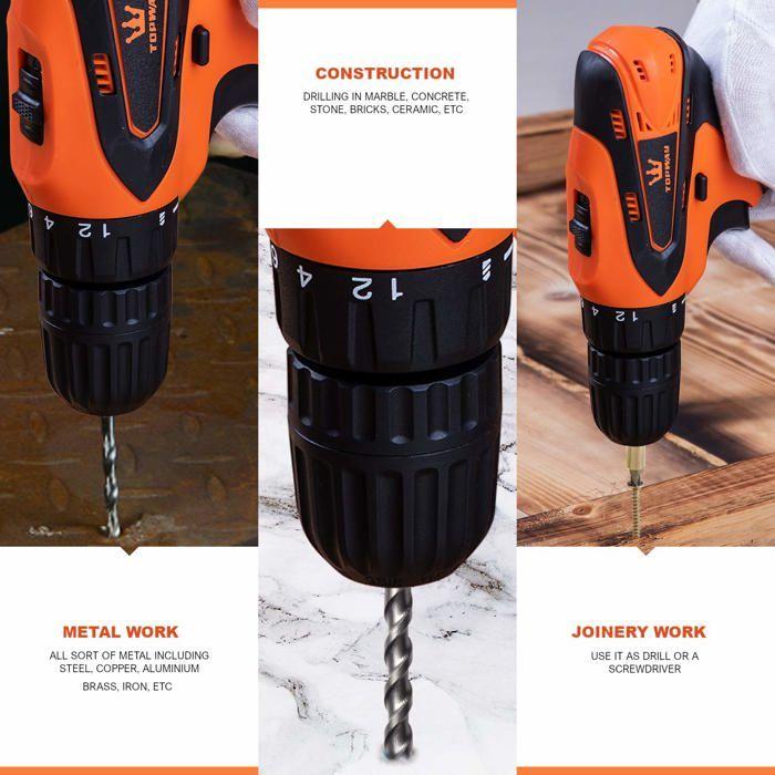 Perceuse - TOPWAY - localisation-B08C5465T2 - 12V - 1,3Ah - 1350 tr/min