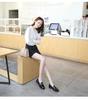 Women's British Style Genuine Leather Chunky Heel Shoes with Gold Buckle - Glossy Round Toe, Silent Commute, All Season Wear